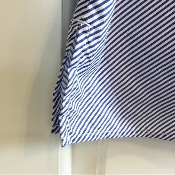 🌈 6/$60, Talbots Striped Shirt, Blue, White, Keyhole, Short Sleeve, Small - Picture 3 of 6